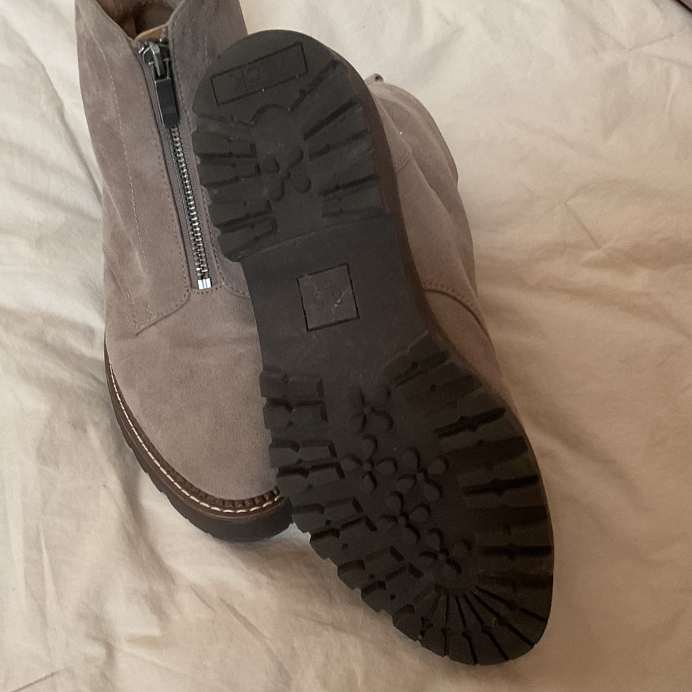Nordstrom Rack Faux Suede Ankle Boots Thick Lug Sole Front Zip Women’s Sz 8.5 - Picture 4 of 9